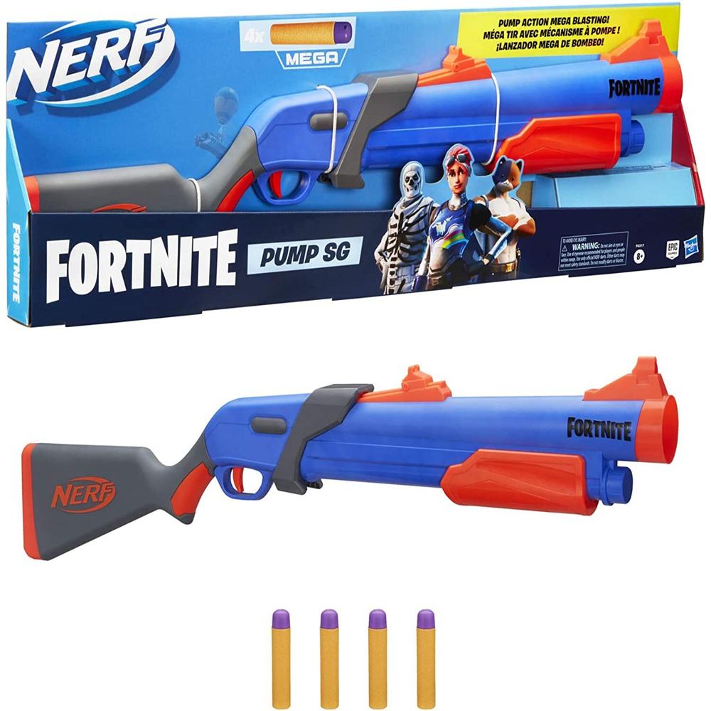 Foto 2 pulgar | Lanzador de Dardos Nerf Fortnite Pump SG color Azul 5 Piezas