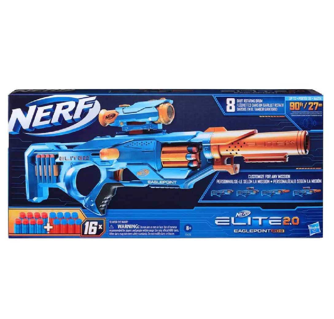 Foto 3 pulgar | Lanzador Nerf color Azul Oscuro 2.0 Warden Db-8 con 16 Dardos 8+