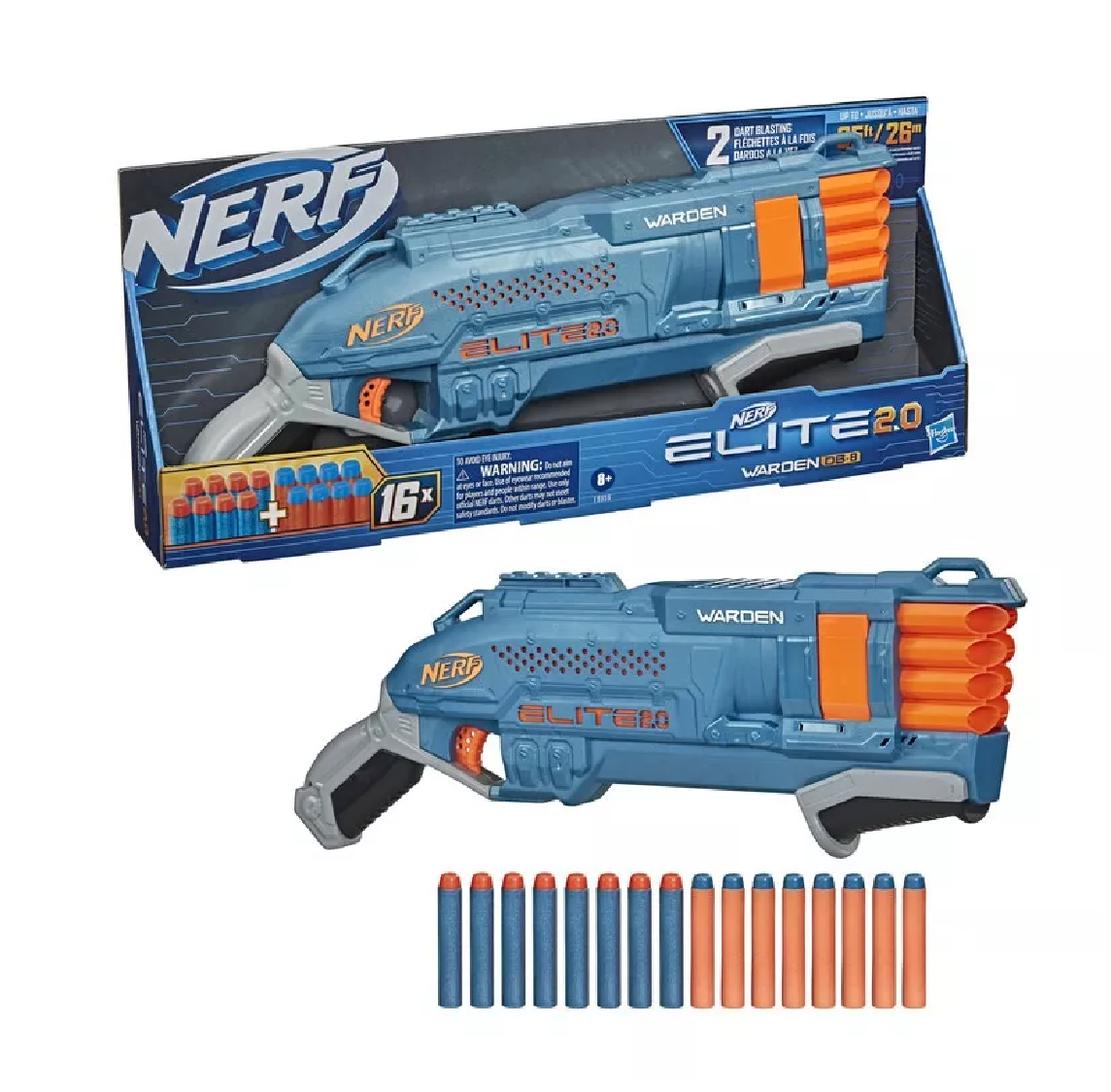 Foto 5 pulgar | Lanzador Nerf color Azul Oscuro 2.0 Warden Db-8 con 16 Dardos 8+