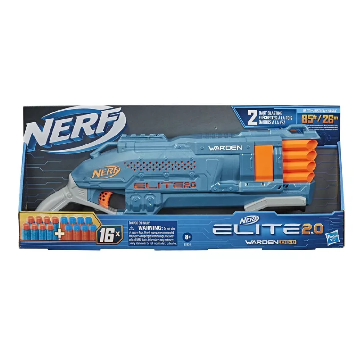 Foto 6 pulgar | Lanzador Nerf color Azul Oscuro 2.0 Warden Db-8 con 16 Dardos 8+