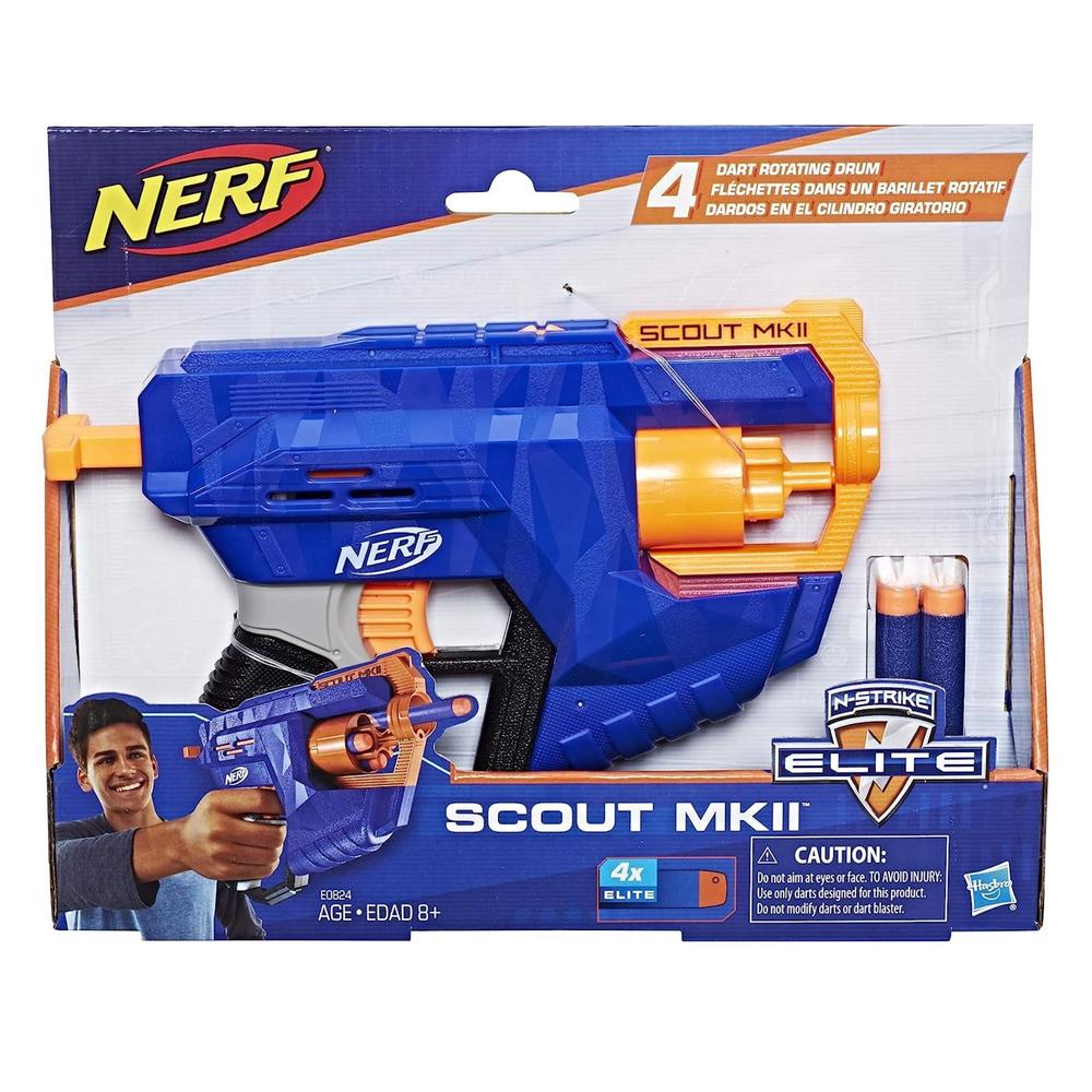 Foto 2 pulgar | Nerf Elite: Lanzador de Dardos Hasbro E0824 color Azul Scout Mkii