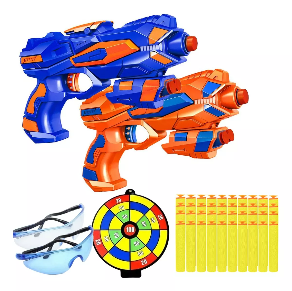 Foto 2 pulgar | 2 Pistola Belug de Juguete de Dardos Espuma Compatible Nerf color Azul / Naranja