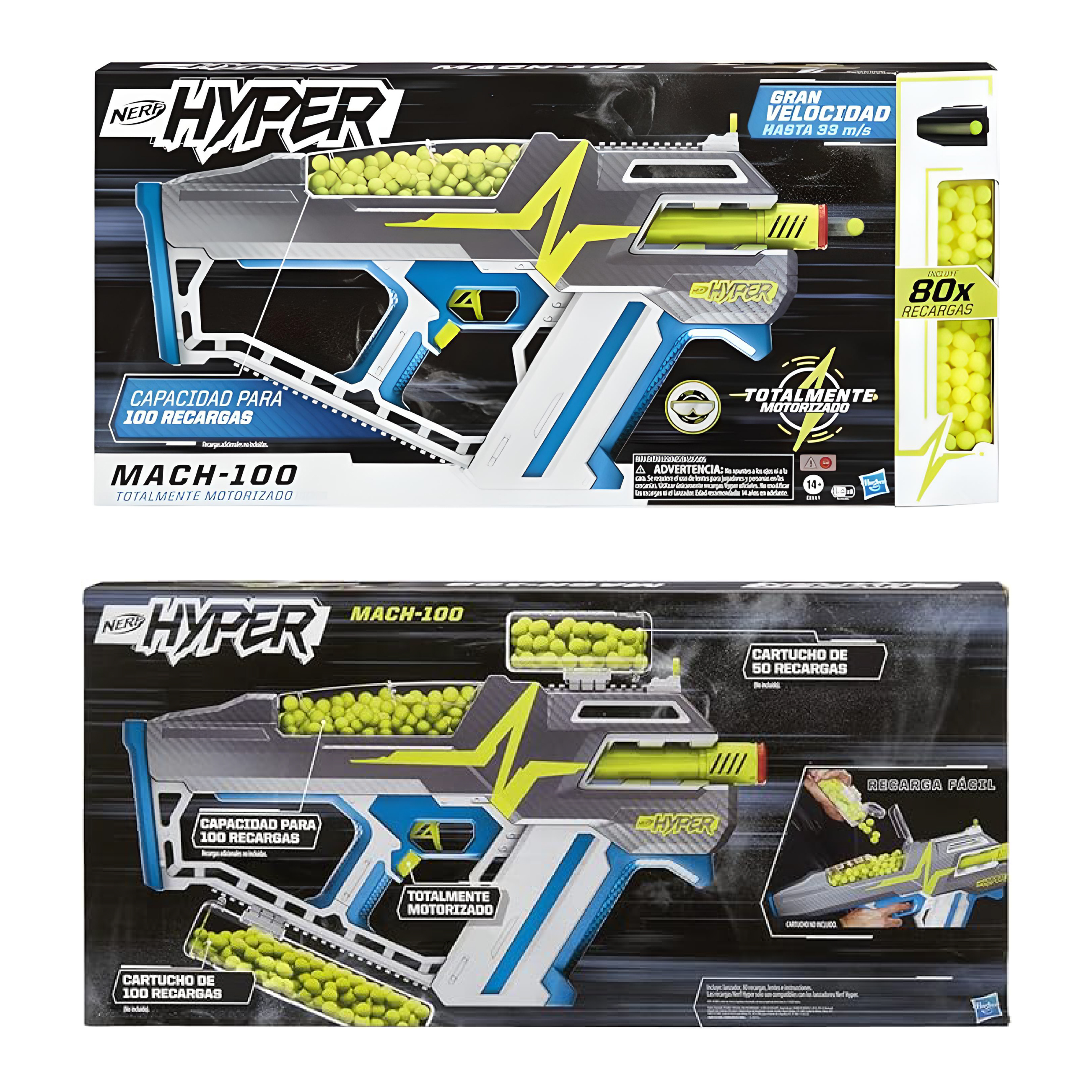 Foto 5 pulgar | Lanzador Nerf Hyper Mach-100 Blaster Totalmente Motorizado