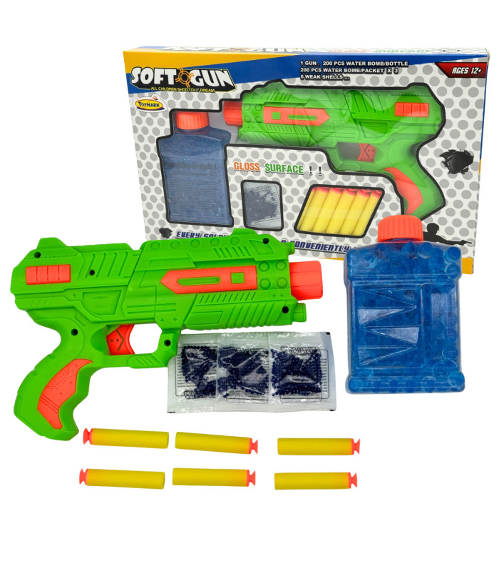 Foto 1 | Pistola De Juguete Lanzador De Hidrogel 800 Gel Y 6 Dardos Verde