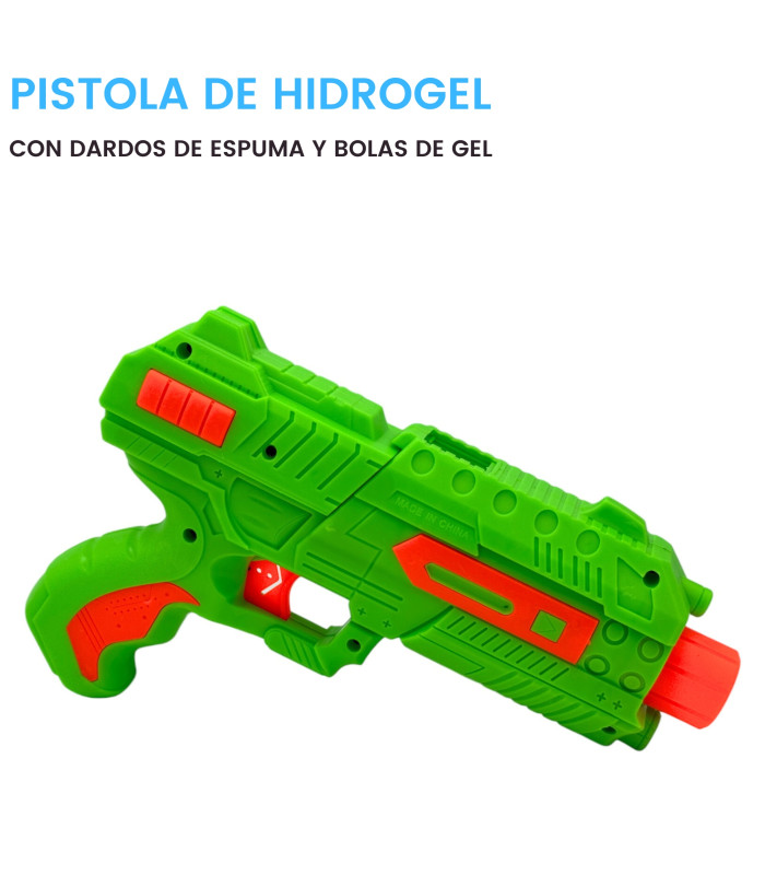 Foto 3 pulgar | Pistola De Juguete Lanzador De Hidrogel 800 Gel Y 6 Dardos Verde
