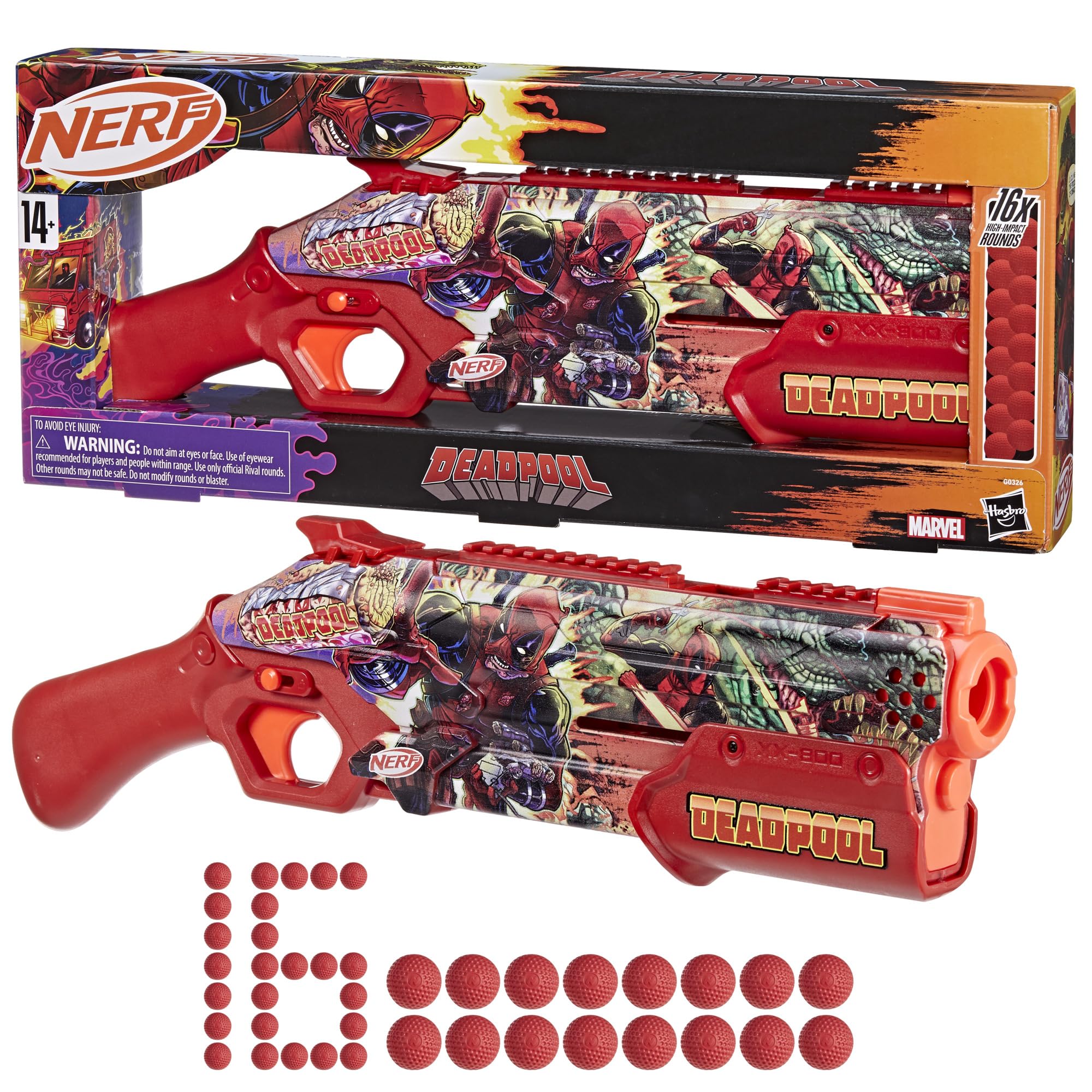 Foto 6 pulgar | Blaster Nerf Marvel Deadpool Con 16 Rondas Acumuladas Rival 14+ - Venta Internacional.