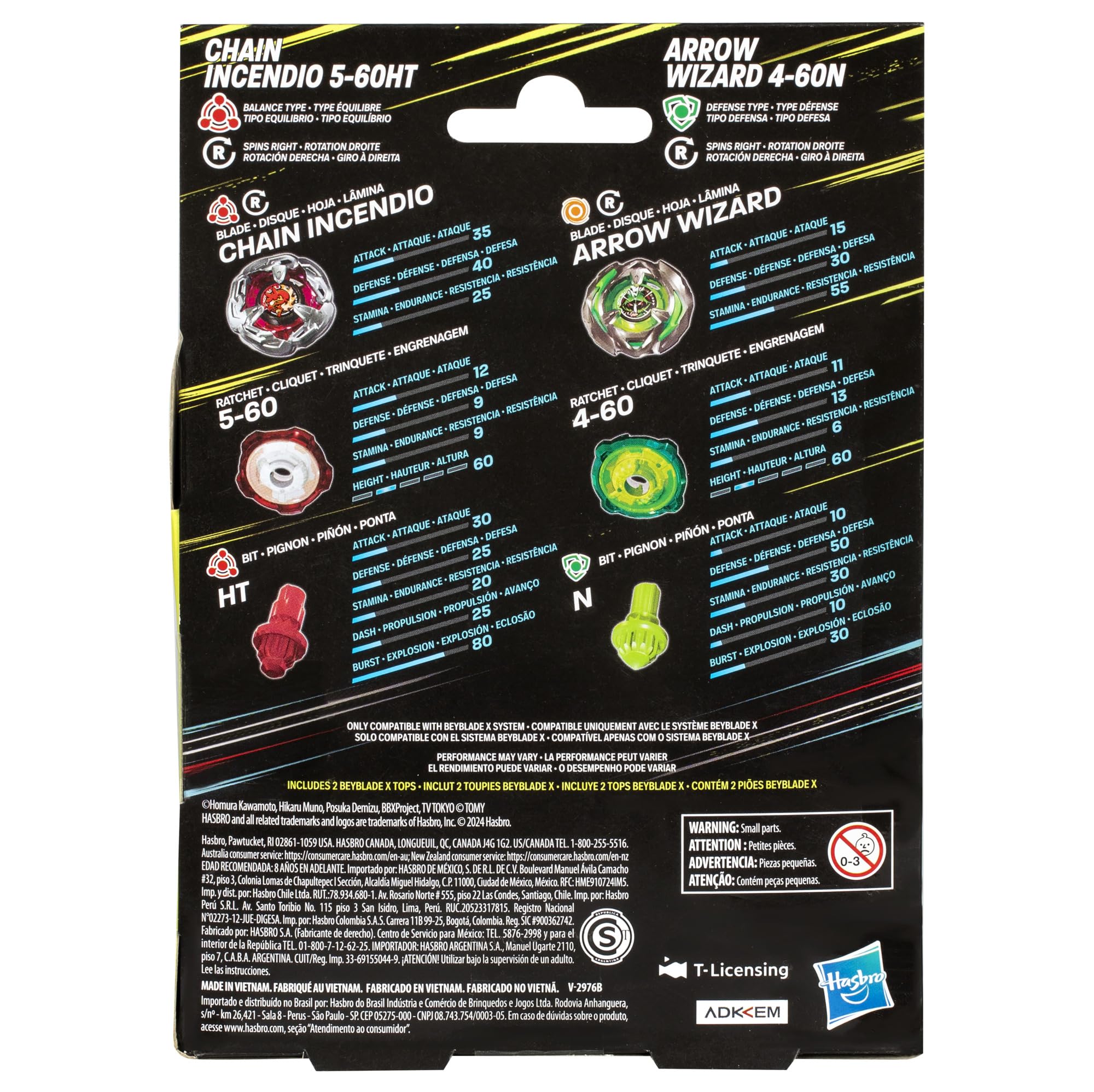 Foto 5 pulgar | Set Battling Top Beyblade X Chain Incendio 5-60ht Y Arrow Wizard 4-60n Para Niños Y Niñas De 8 Años - Venta Interna