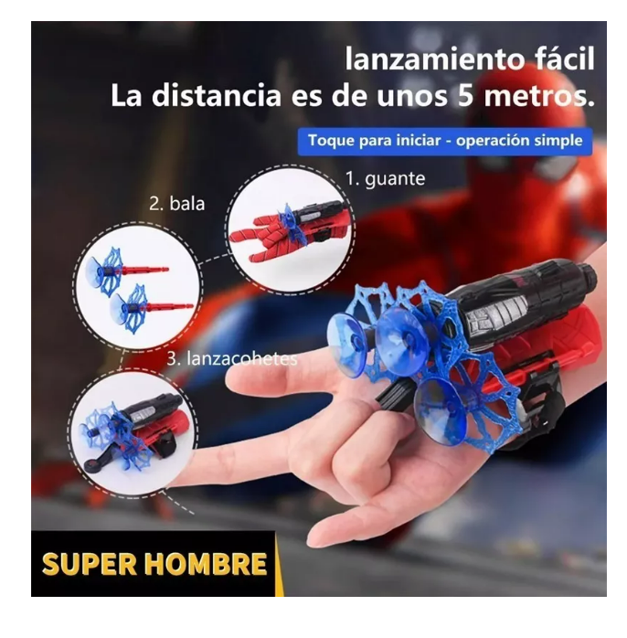 Foto 5 pulgar | Guantes De Spiderman Para Niños Juguetes Plástico Lanzador Color Rojo Wünd
