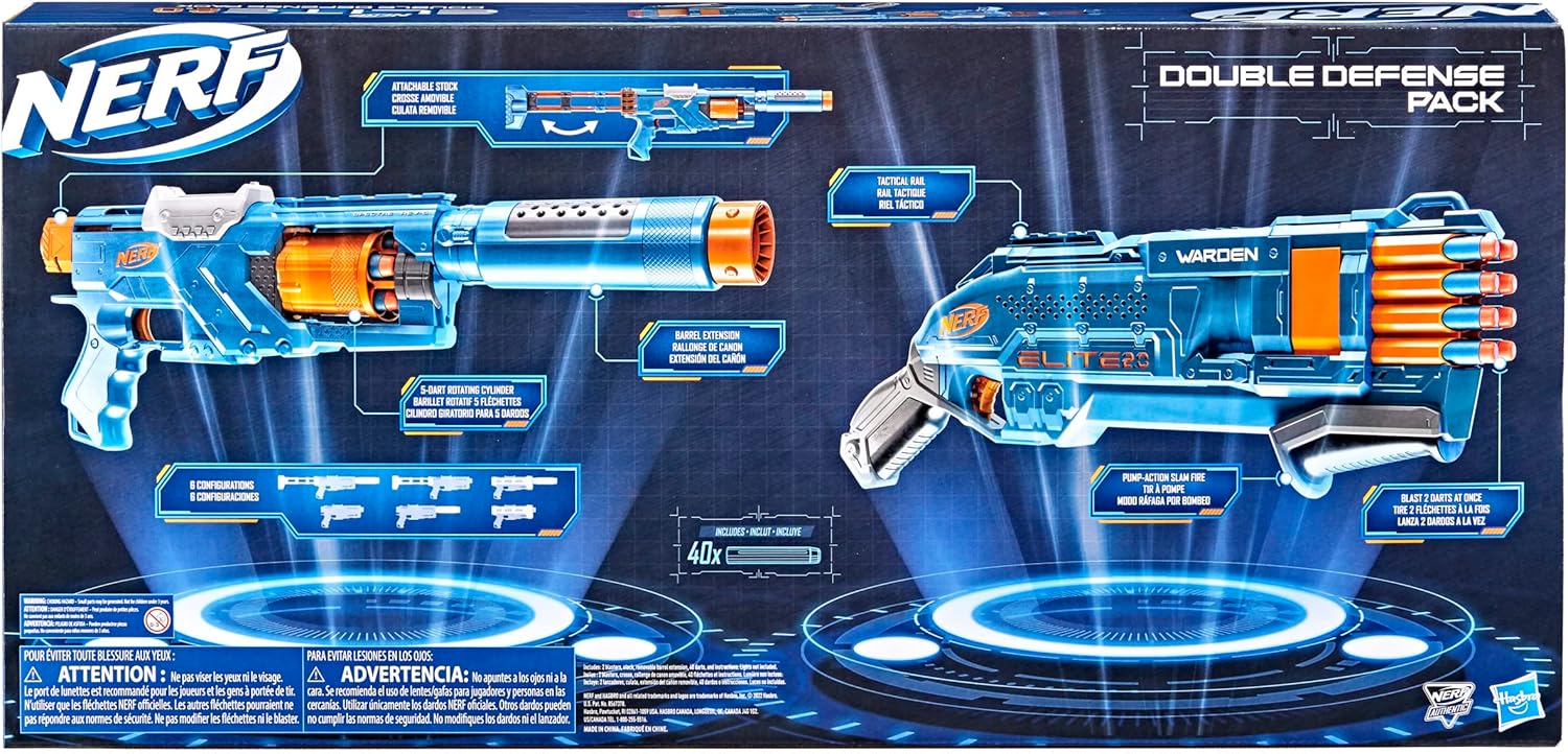 Foto 2 | Nerf Elite 2.0, Doble Defensa Pack, 2 Lanzadores