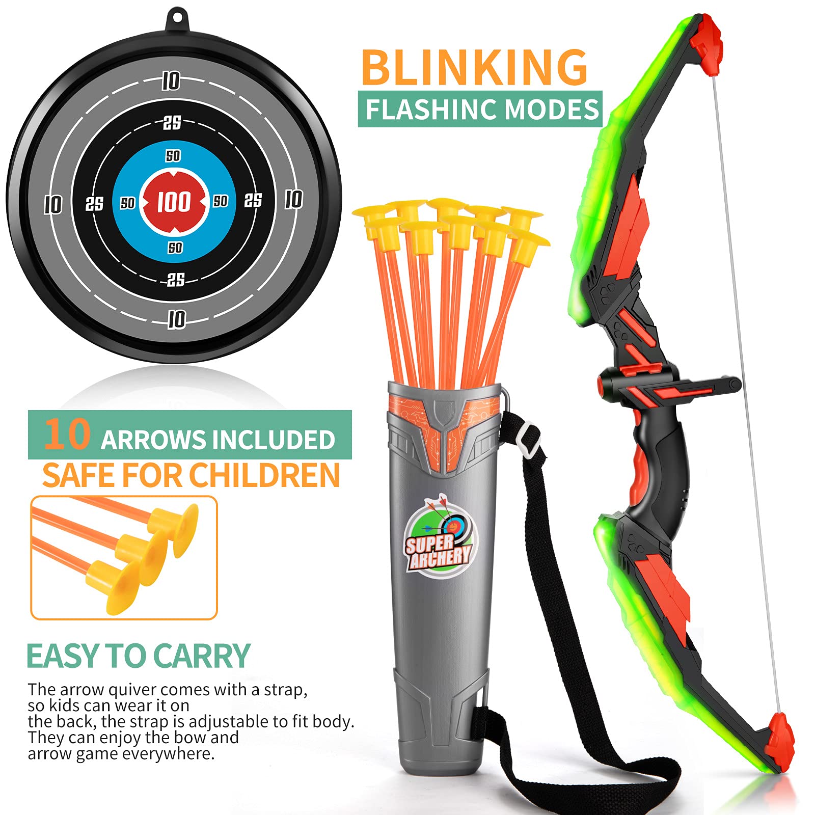 Foto 5 pulgar | Juego de Arco y Flecha Temi con Iluminación Led - Venta Internacional