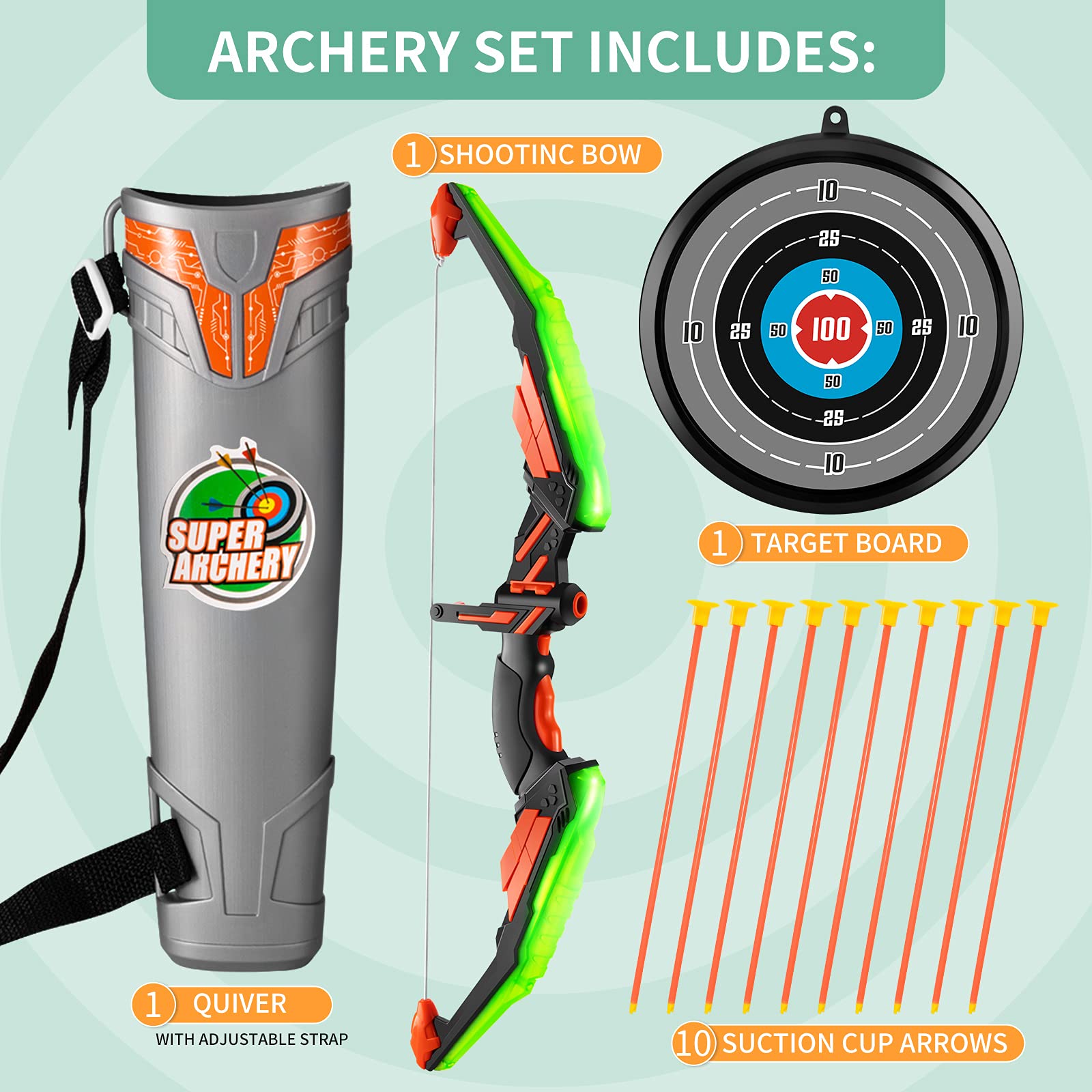 Foto 6 pulgar | Juego de Arco y Flecha Temi con Iluminación Led - Venta Internacional