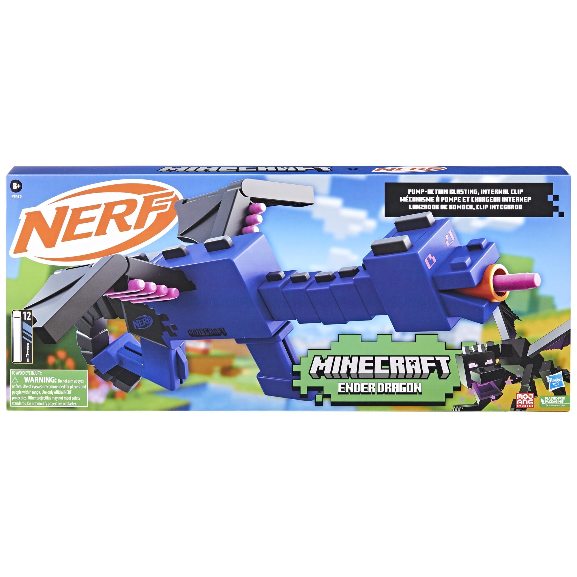 Foto 3 pulgar | Blaster Nerf Minecraft Ender Dragon Con 12 Dardos De Espuma Elite - Venta Internacional.