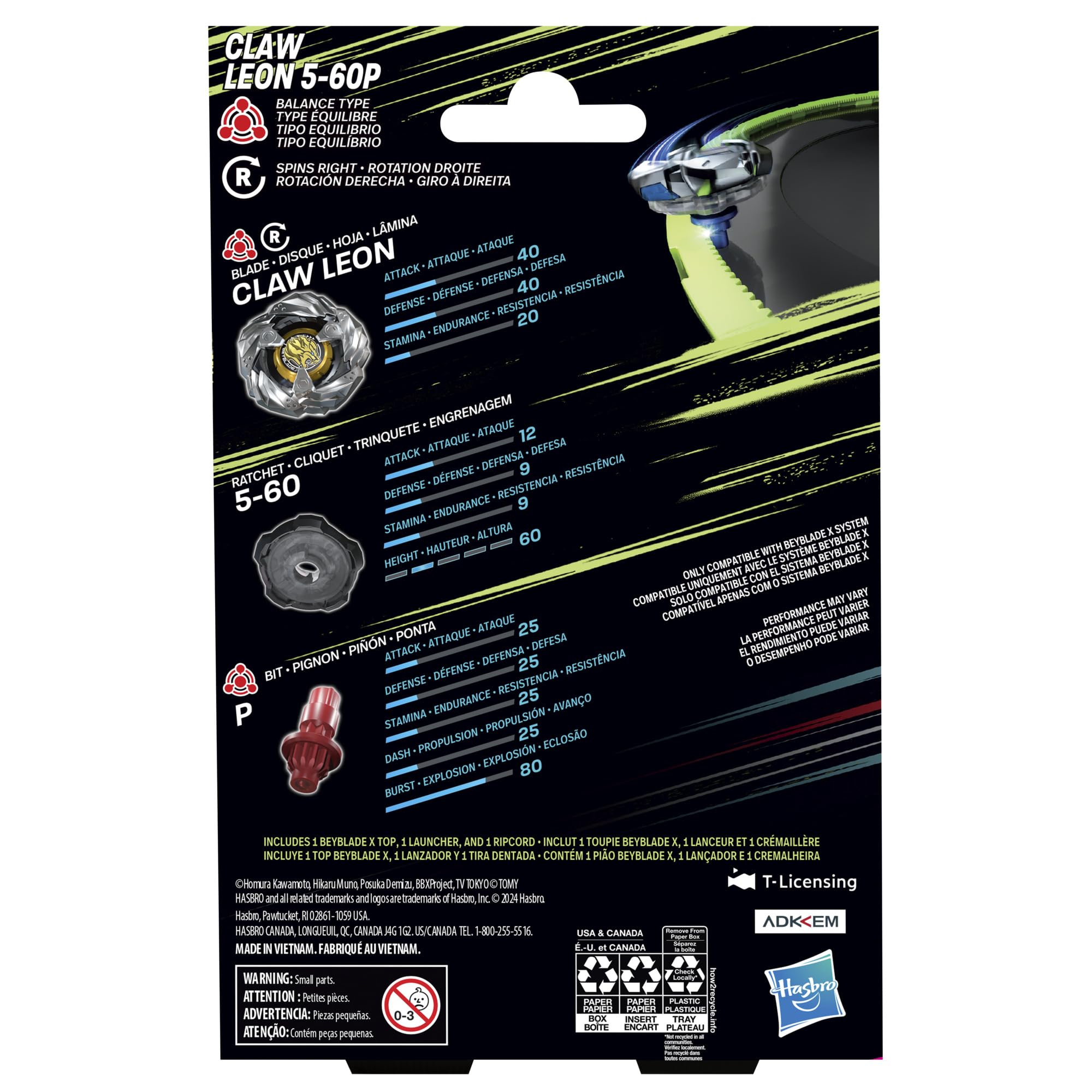 Foto 5 pulgar | Beyblade X Claw Leon 5-60p con Lanzador 8y+ - Venta Internacional