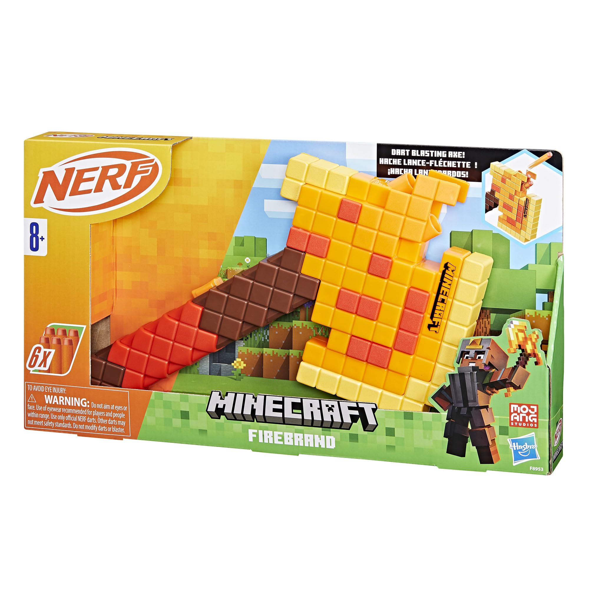 Foto 3 pulgar | Hacha Voladora de Dardos Nerf Minecraft Firebrand - Venta Internacional