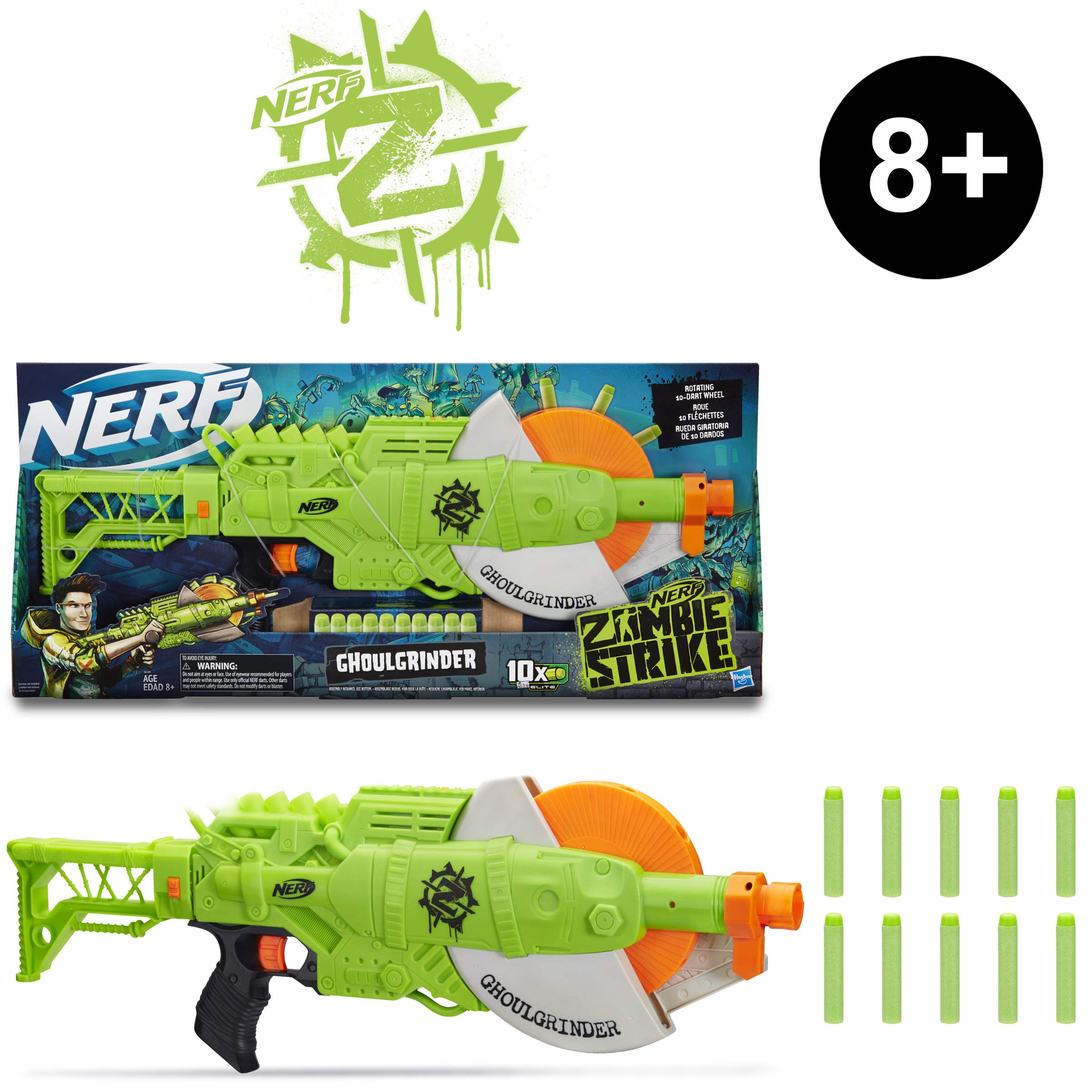 Foto 7 pulgar | Lanzador Nerf Zombie Strike Ghoulgrinder Blaster con 10 Dardos  - Venta Internacional