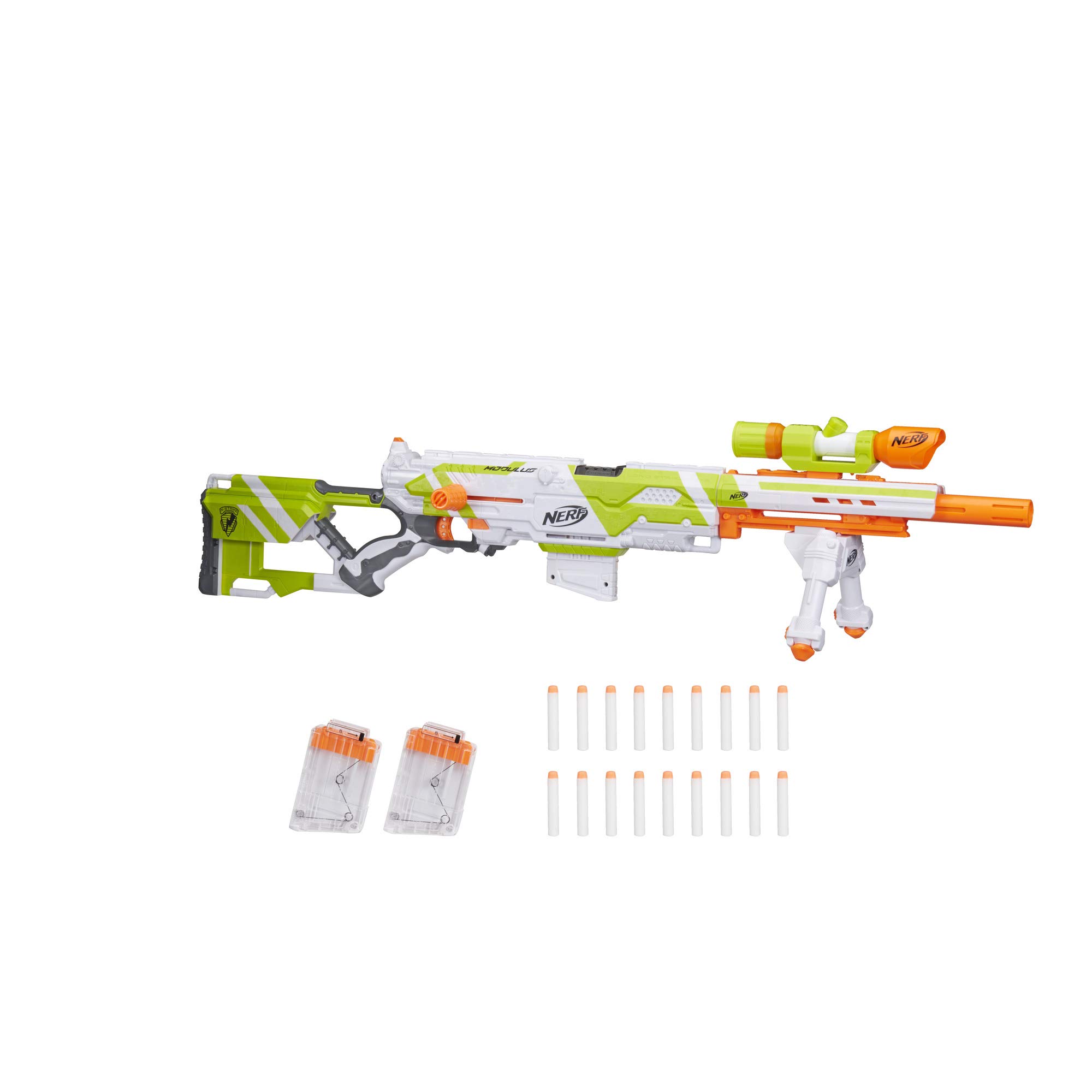 Lanzador Nerf Longstrike Modulus con Accesorios y Dardos Elite - Venta Internacional