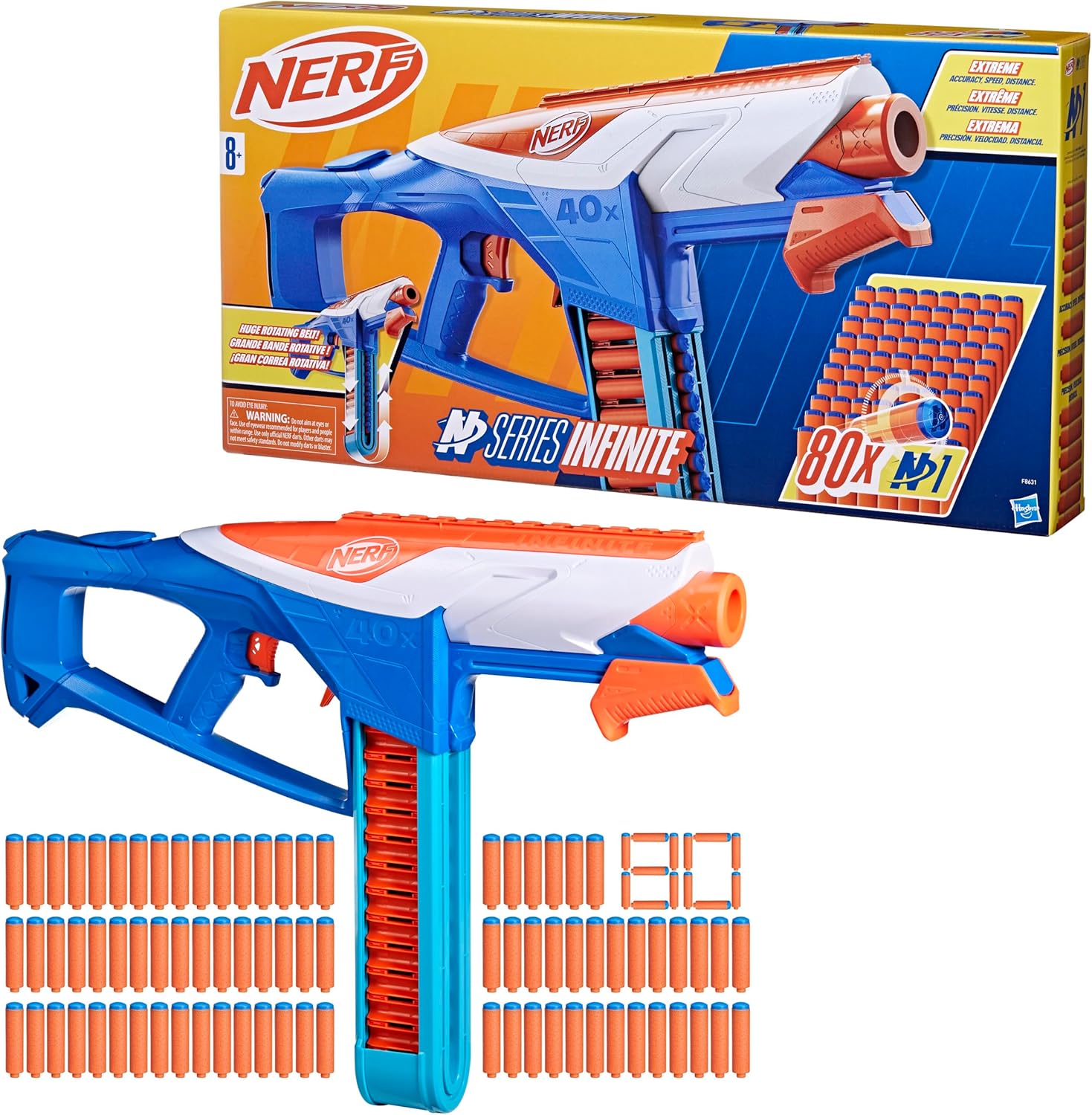 Lanzador De Dardos Nerf N Series, Lanzador Infinite, 80 Dardos N1