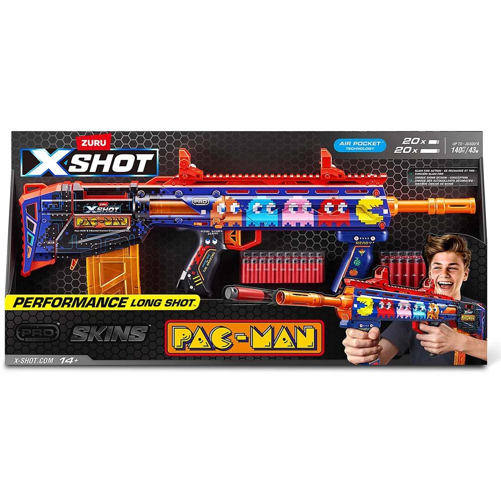 Foto 4 pulgar | Xshot Pistola De Juguete Skins Pro Performance Long Shot Pacman 40 Dardos