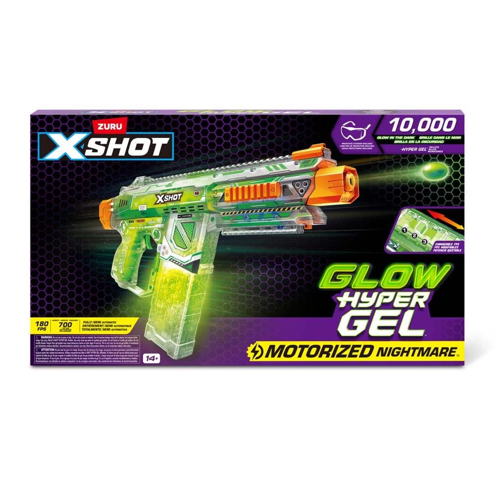 Foto 3 pulgar | Xshot Pistola De Juguete Hyper Gel Glow In The Dark Nightmare 10000 Municiones De Gel