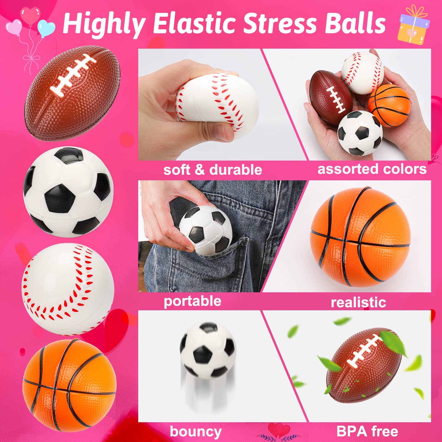 Foto 3 pulgar | Pelotas Antiestrés de Espuma Thremhoo con Tarjetas de Regalo 16 Unidades - Venta Internacional