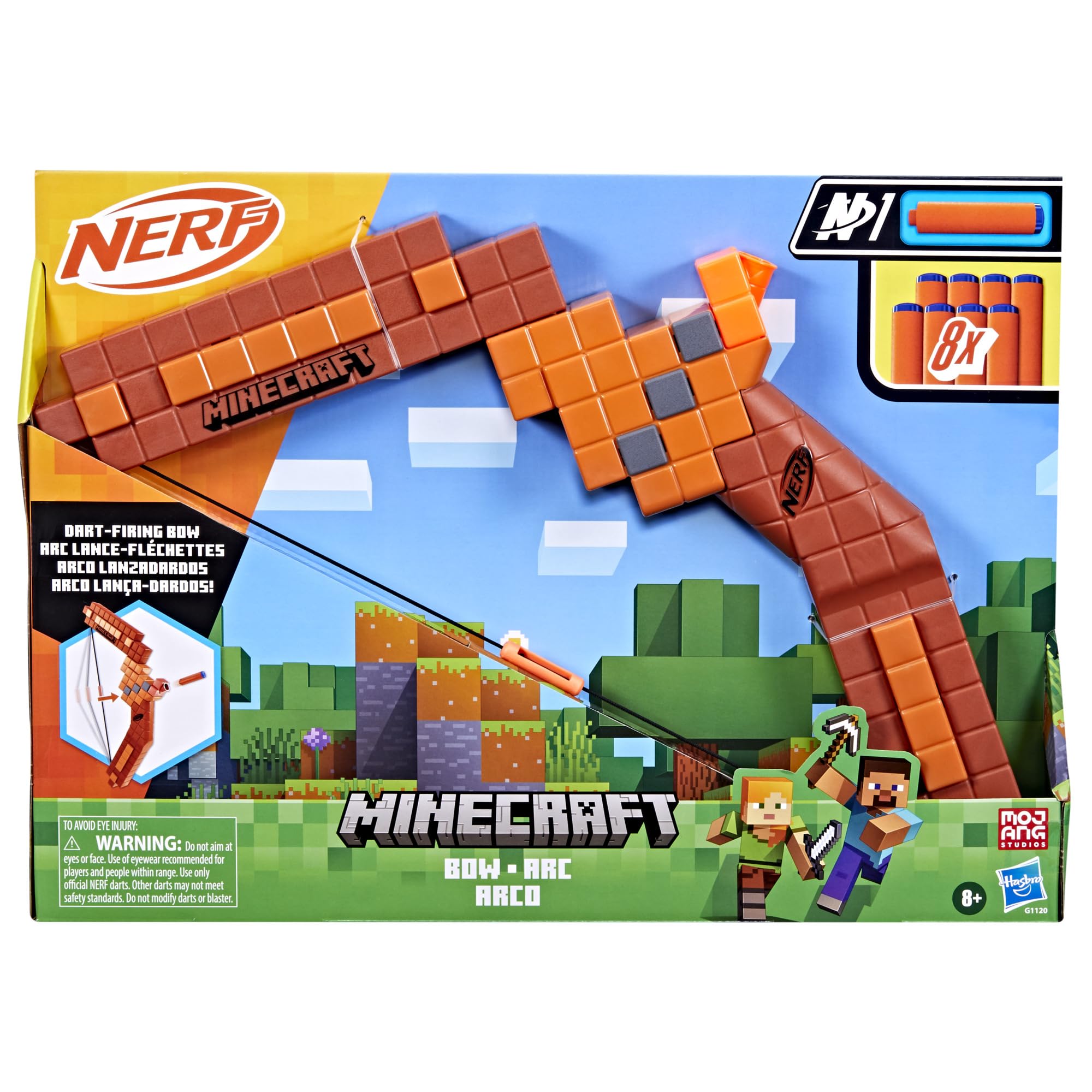 Foto 3 pulgar | Arco Dart Blaster Nerf Para Minecraft Con 8 Dardos N1 Blaster Para Más De 8 Años - Venta Internacional.