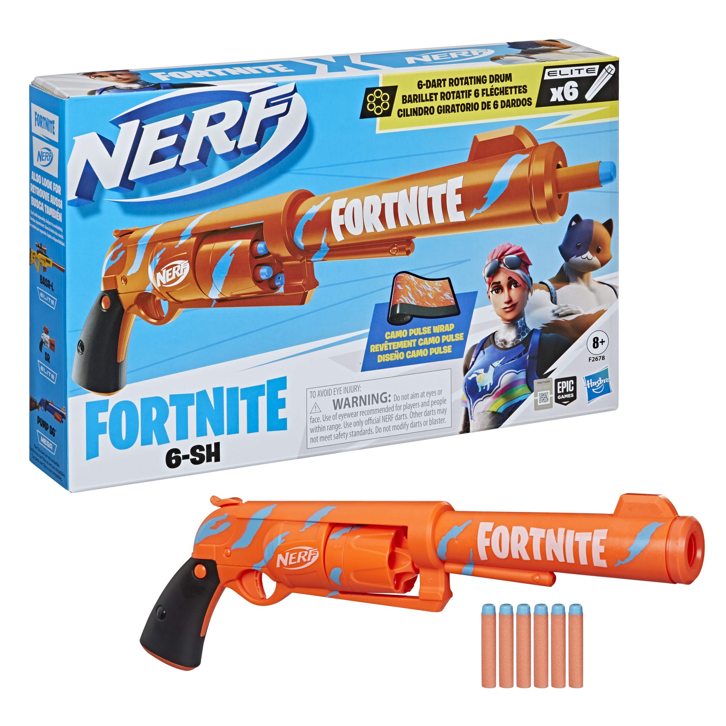 Foto 6 pulgar | Lanzador de Dardos Nerf Fortnite con 6 Dardos - Venta Internacional