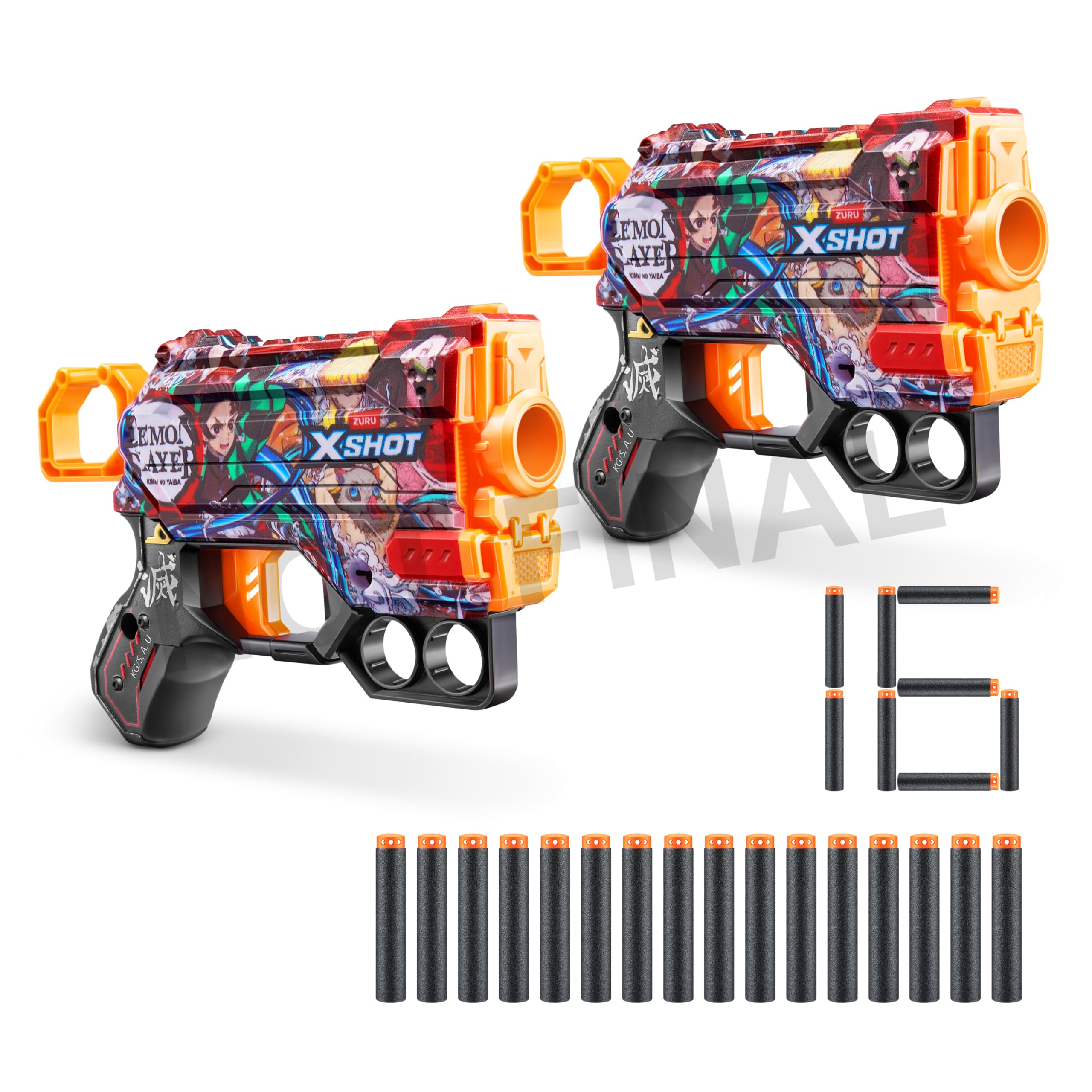 Foto 2 pulgar | Blaster Shot Skins Menace Demon Slayer Con 16 Dardos Zuru, Paquete De 2 - Venta Internacional.