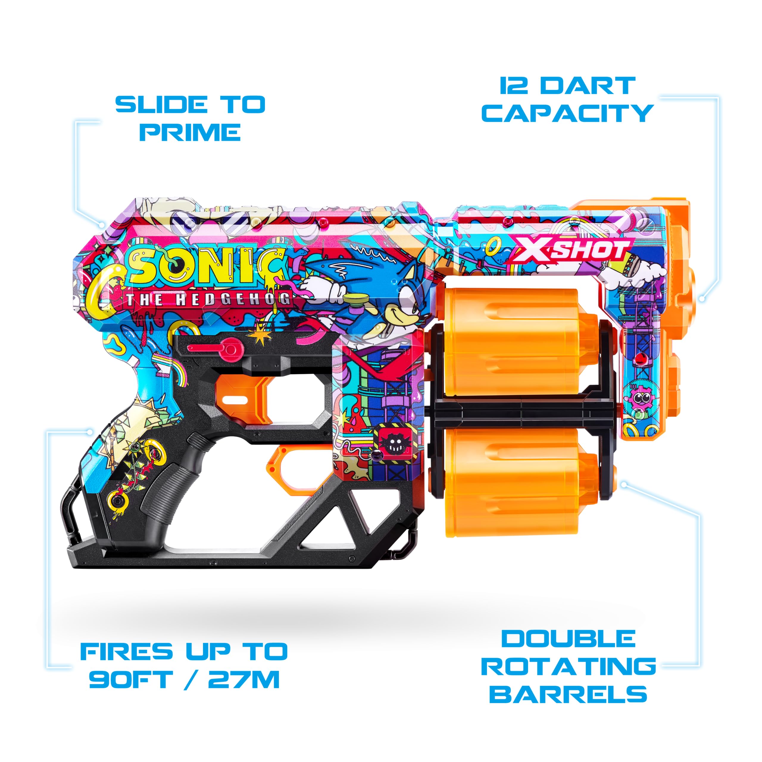 Foto 3 | Blaster X-shot Skins Dread Sonic Robotnik Con 24 Dardos Zuru - Venta Internacional.