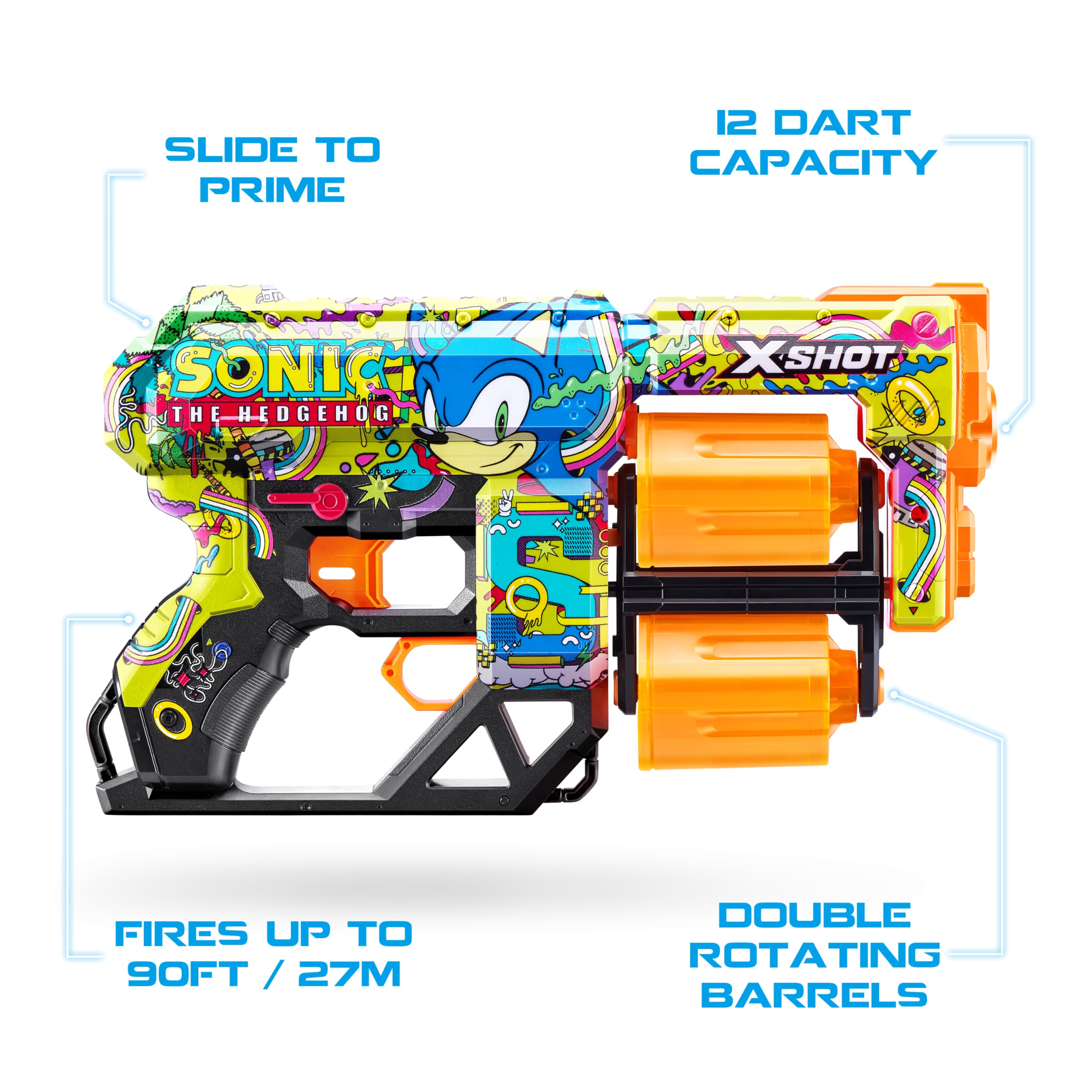 Foto 3 | Blaster X-shot Skins Dread Sonic Hyper Spike Con 24 Dardos Zuru - Venta Internacional.