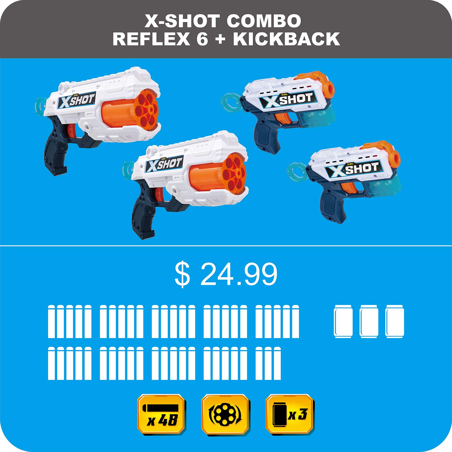 Foto 3 pulgar | Blaster Combo Xshot Excel Double Kickback Double Reflex - Venta Internacional.