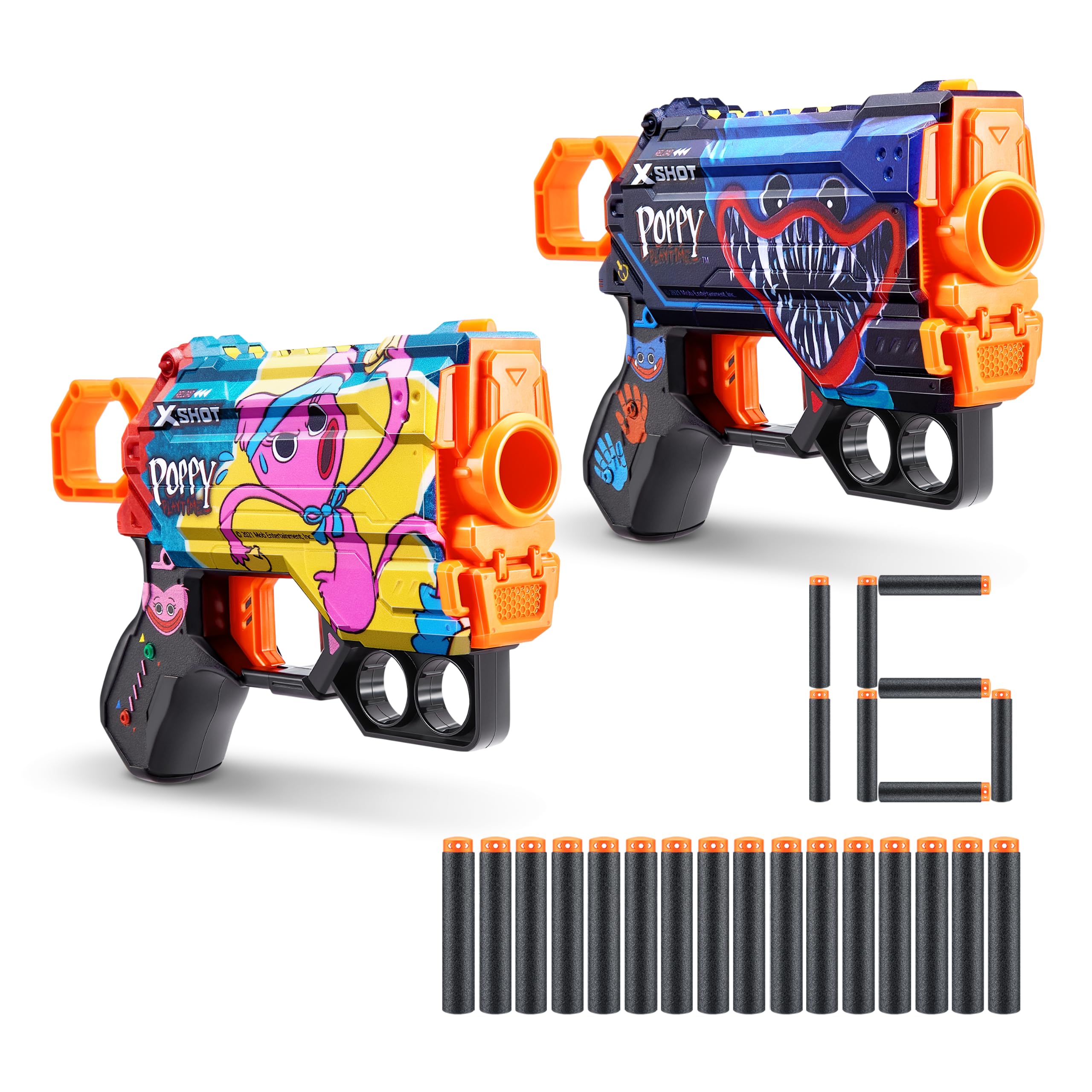 Foto 2 pulgar | Dart Blaster X-shot Skins Menace Poppy Playtime, Paquete De 2 Con 16 Dardos - Venta Internacional.