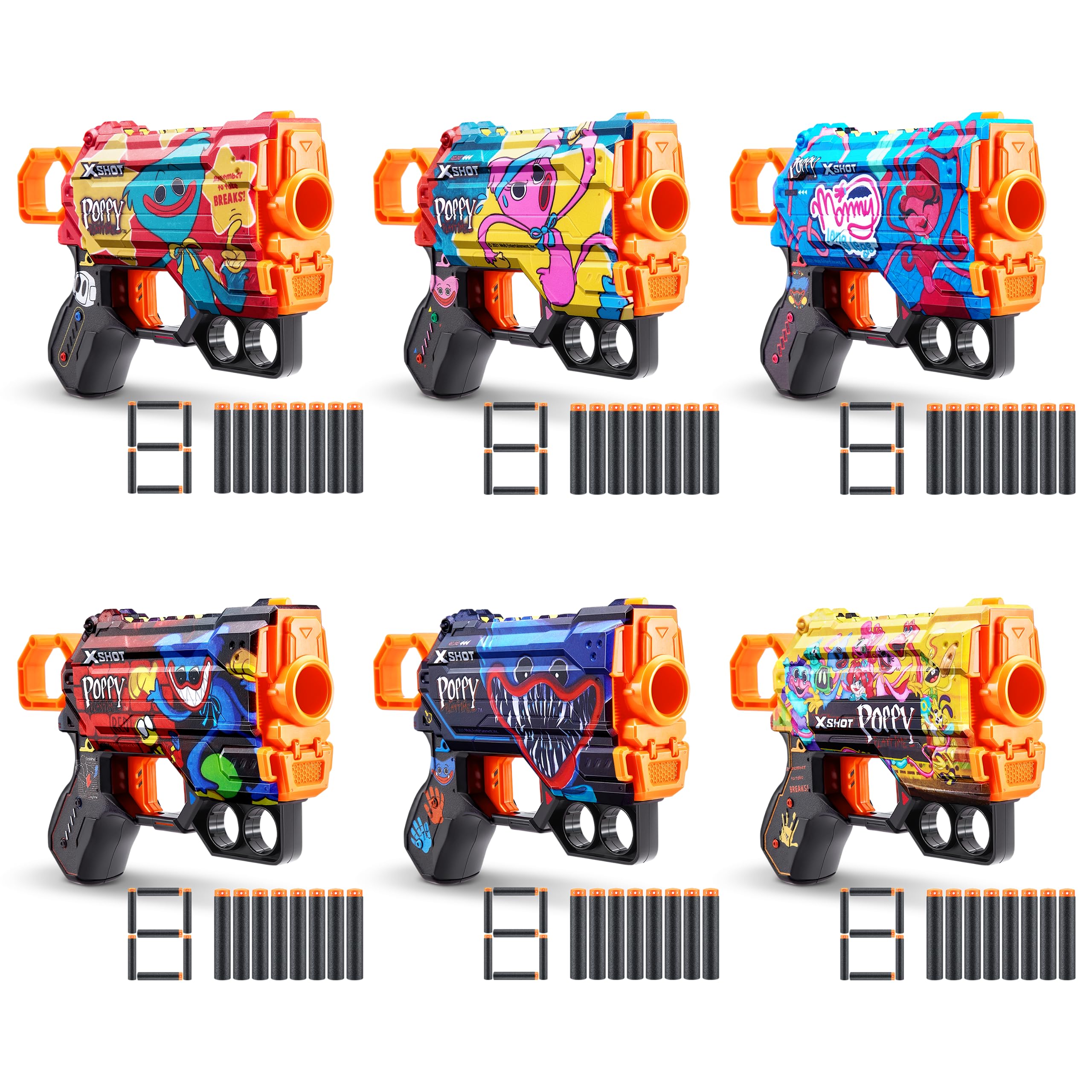 Foto 8 pulgar | Dart Blaster X-shot Skins Menace Poppy Playtime, Paquete De 2 Con 16 Dardos - Venta Internacional.