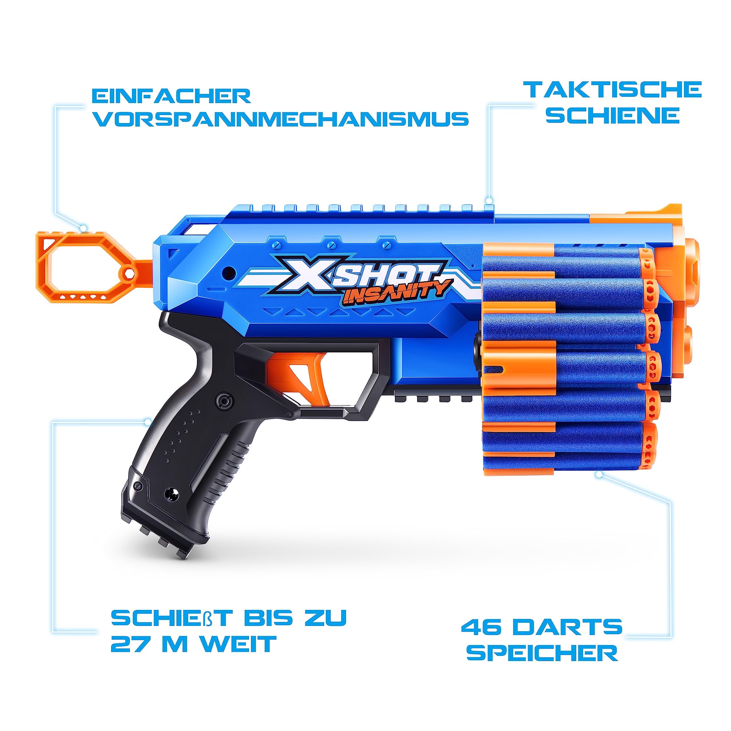 Foto 4 pulgar | Lanzador Xshot X-shot Insanity Manic Blaster Para Exteriores Con 48 Dardos - Venta Internacional.