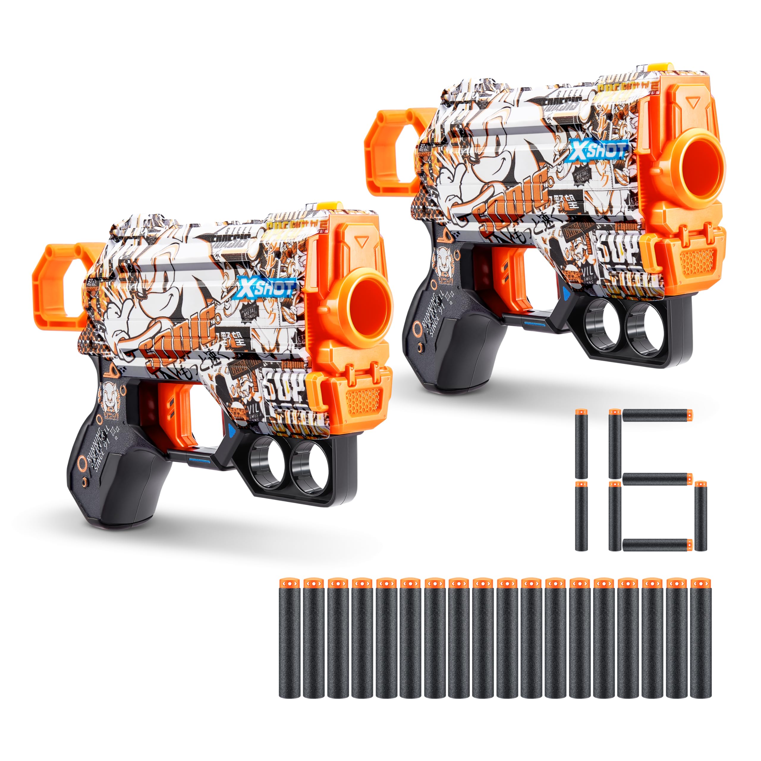 Foto 1 | Toy Foam Dart Blaster X-shot Skins Menace Sonic Retro, Paquete De 2 - Venta Internacional.