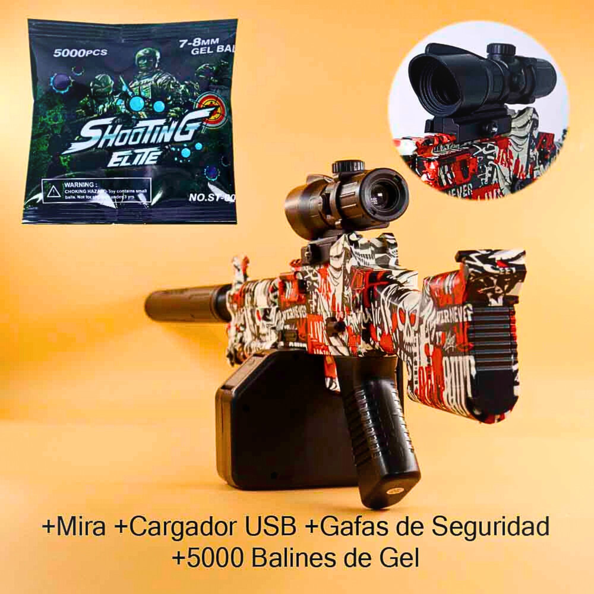 Foto 5 pulgar | Rifle De Hidrogel Para Jugar Al Aire Libre, Juguete De Disparo Eléctrico Automático Rojo