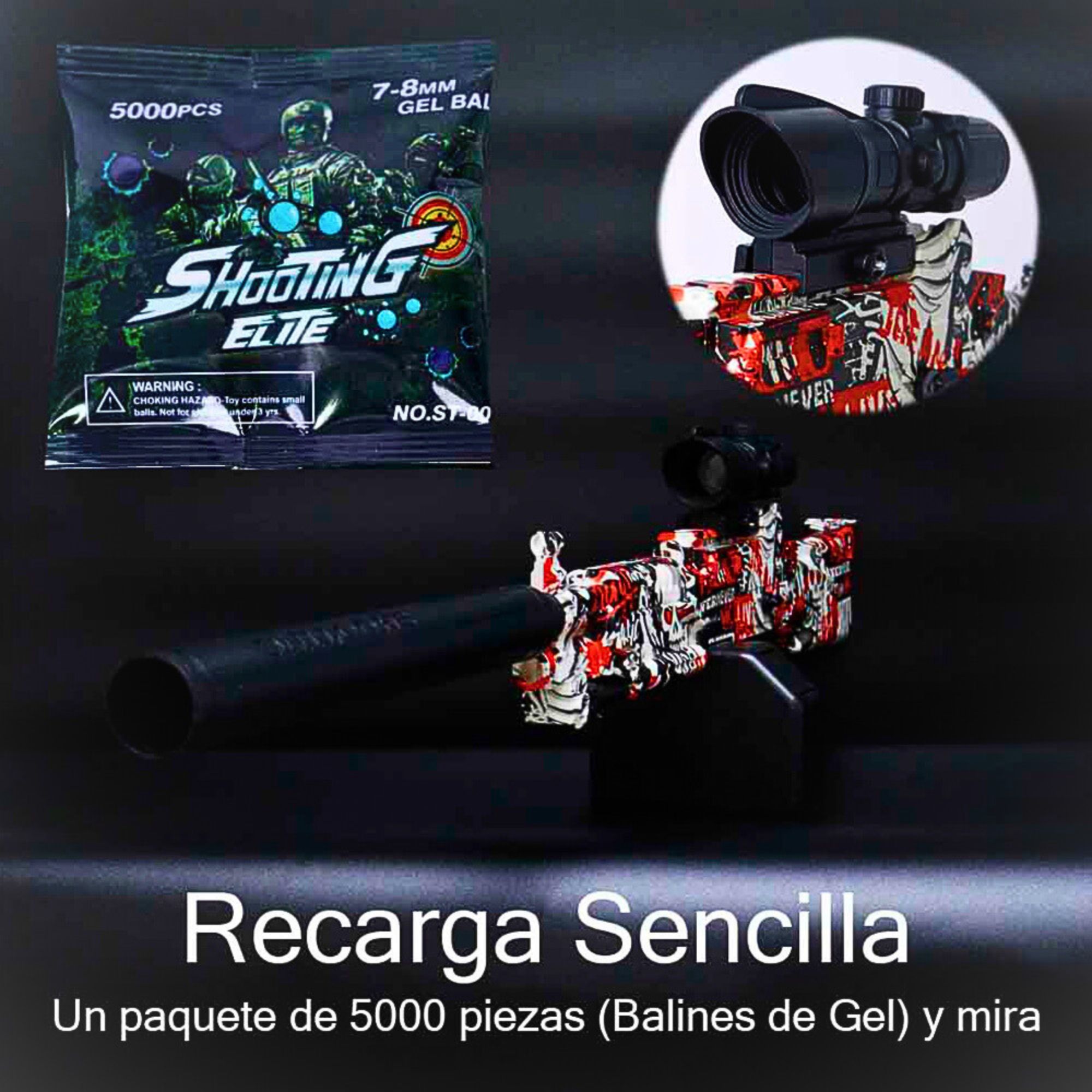 Foto 8 pulgar | Rifle De Hidrogel Para Jugar Al Aire Libre, Juguete De Disparo Eléctrico Automático Rojo