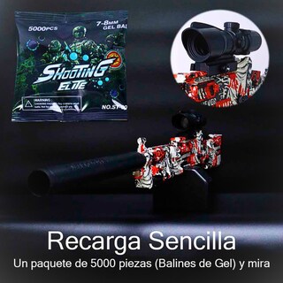 Foto 7 | Rifle De Hidrogel Para Jugar Al Aire Libre, Juguete De Disparo Eléctrico Automático Rojo