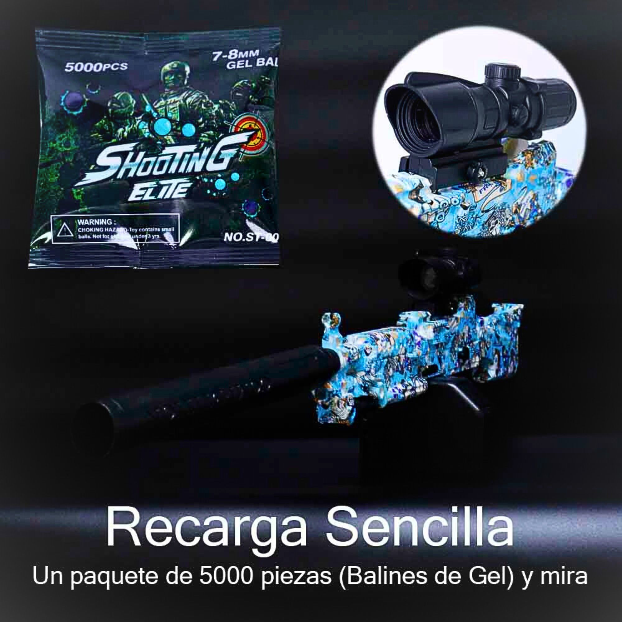 Foto 8 pulgar | Rifle De Hidrogel Para Jugar Al Aire Libre, Juguete De Disparo Eléctrico Automático Azul