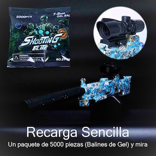 Foto 7 | Rifle De Hidrogel Para Jugar Al Aire Libre, Juguete De Disparo Eléctrico Automático Azul