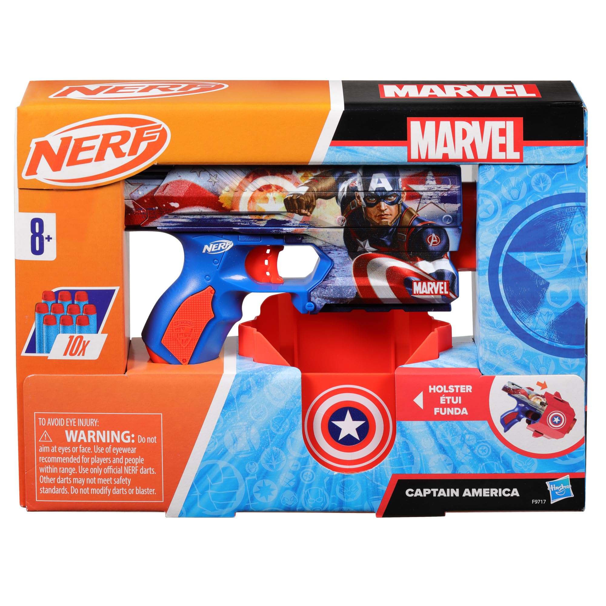 Foto 7 pulgar | Dart Blaster Nerf Marvel Capitán América Con 10 Dardos De Élite - Venta Internacional.