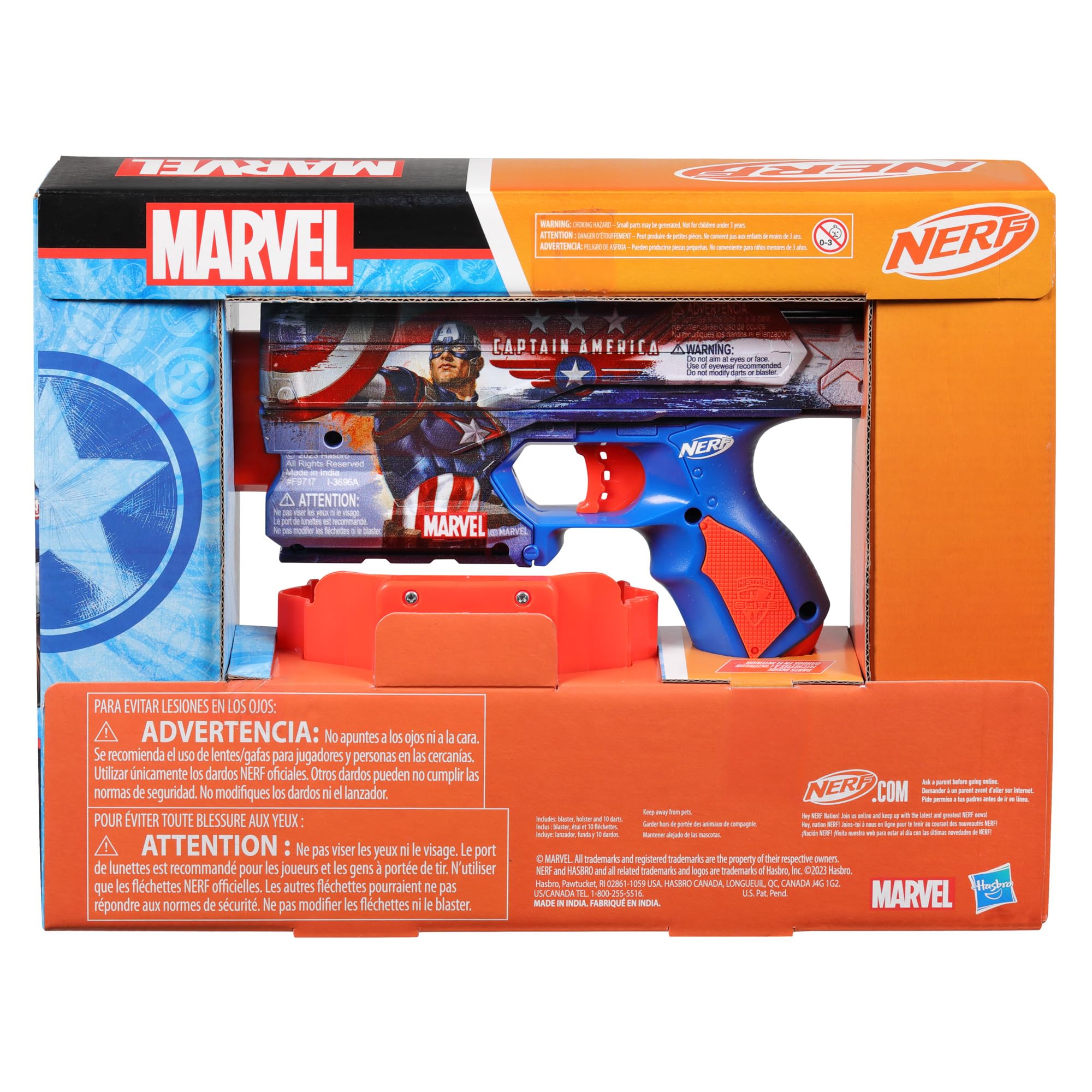 Foto 8 pulgar | Dart Blaster Nerf Marvel Capitán América Con 10 Dardos De Élite - Venta Internacional.
