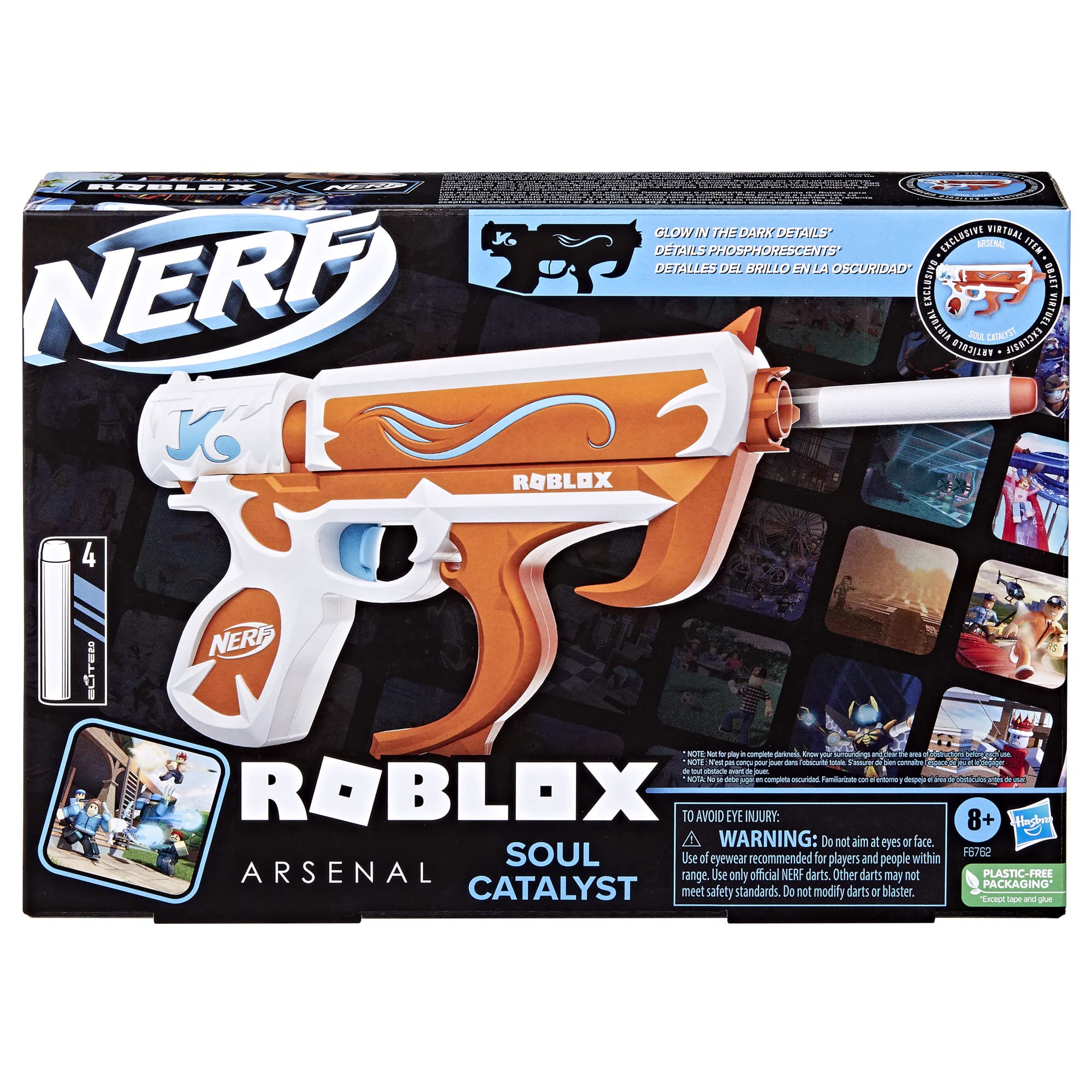 Foto 3 pulgar | Dart Blaster Nerf Roblox Arsenal Soul Catalyst Con 4 Dardos - Venta Internacional.