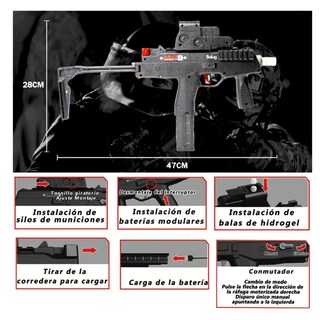Foto 3 | Pistola Hidrogel Nailon Rifle Eléctrica Belug, Negro