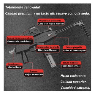 Foto 5 | Pistola Hidrogel Nailon Rifle Eléctrica Belug, Negro
