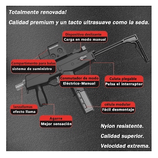 Foto 5 | Pistola Hidrogel Nailon Rifle Eléctrica Lab.g, Negro