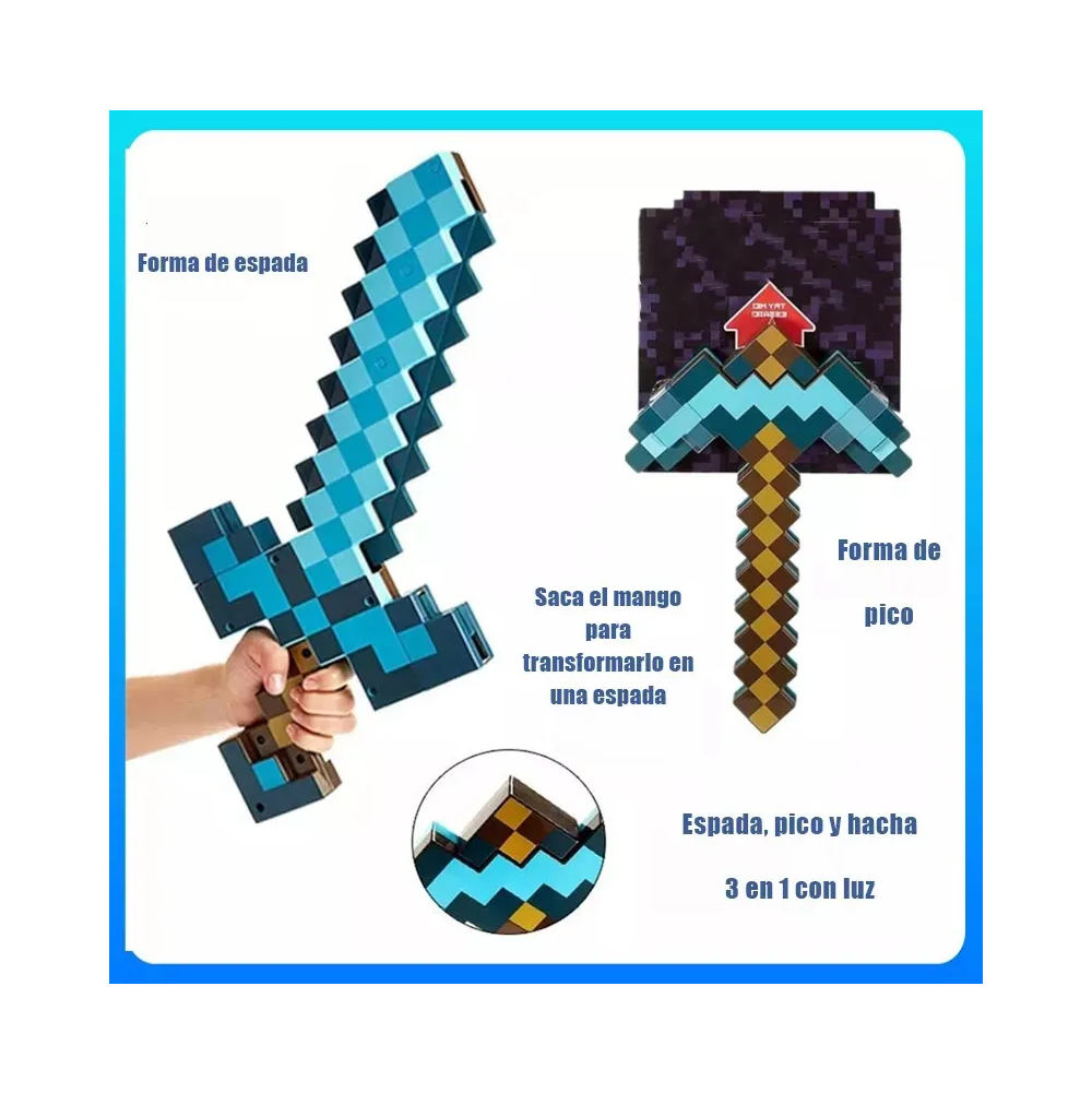 Foto 4 pulgar | Espadas Y Pico Minecraft Belug Colores