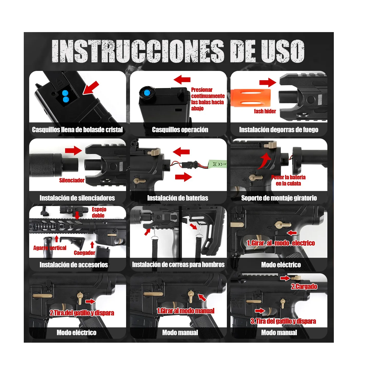 Foto 5 | Pistola Hidrogel Lanzador Juguete Negro