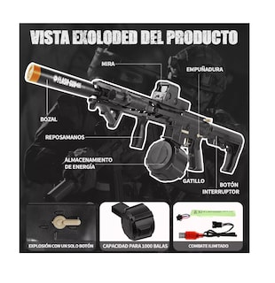 Foto 3 | Pistola Hidrogel Lanzador Juguete Negro