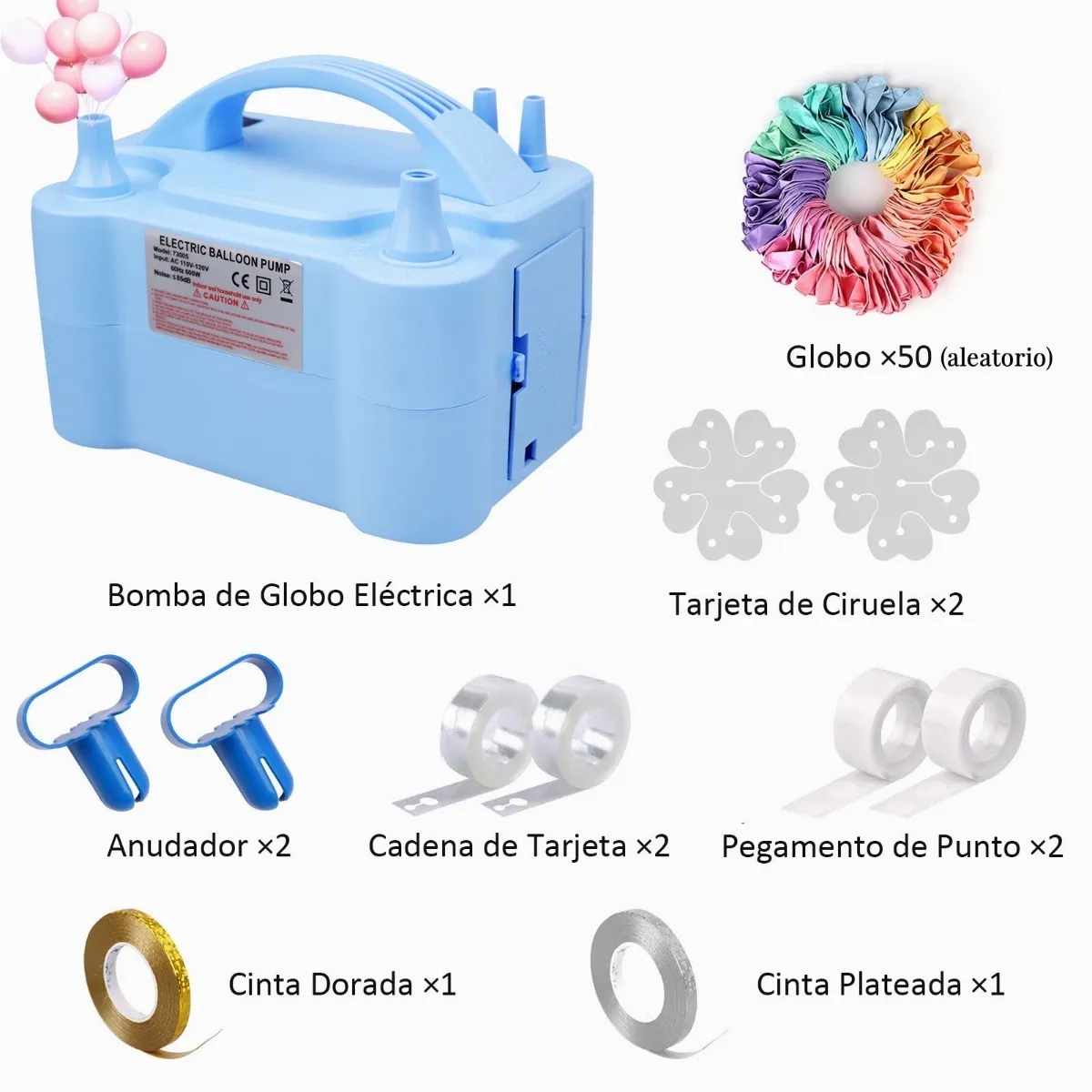 Foto 2 | Bomba de Globo Eléctrica Malubero con Doble Inflador color Azul
