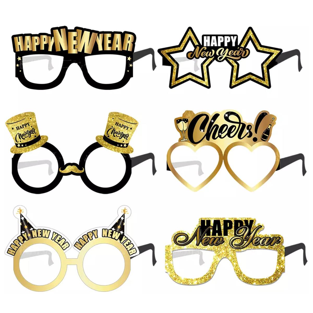 Gafas En Paquete VentDepot  Mxyhp-003 18 Pzas De 14x8cm C/u Papel Negro-dorado